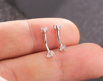 Piercing de plata de ley 925 con forma de torre de circonita cúbica, 16 g, con rosca interna, curva, para cartílago, ceja, 1 unidad, 8 mm