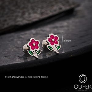 1 pièces 16G jolies petites boucles d'oreilles en forme de feuille de fleurs/goujon de cartilage/goujon hélicoïdal/goujon Tragus/boucle d'oreille de conque/goujon à dos plat fileté à l'intérieur/cadeaux