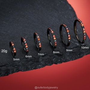 20G Black Red/Orange/Black CZ Nose Ring/Dainty Hoop Earring/Nose Piercing/Minimalist Earring/Nose Hoop/Cartilage Earring/Halloween gifts
