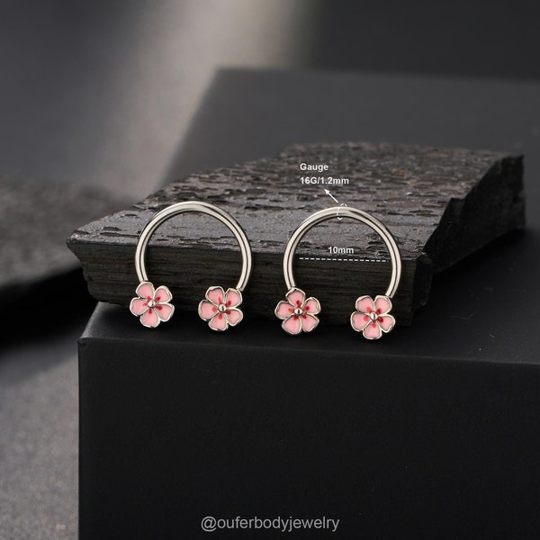 1 Stück 16G Sakura Blume Septum Ring/Daith Ohrring/Septum Piercing/Knorpel Hoop/Horseshoe Ring/Helix/Tragus/Conch Hoop 10mm/Geschenk/Minimalist