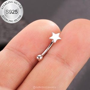 16G S925 sterlingzilveren ster verticale labret gebogen staaf/kraakbeenstaaf/torenoorbel/wenkbrauwring/toren-piercing/1 stks/cadeaus