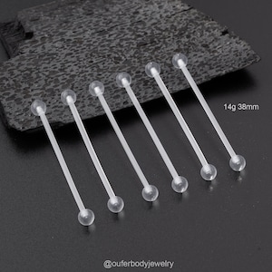 6PCS 14G Acrylic Industrial Barbell/Industrial Jewelry/Industrial Piercing/Scaffold Jewelry/Industrial Earring/Invisible Staight Barbells