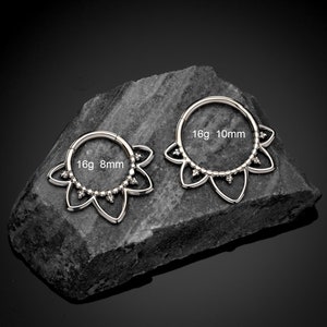 16G Implant Grade Titan Blume Blütenblatt Daith Clicker/Septum Schmuck/Klapp Daith Hoop/Knorpel Hoop/Helix Hoop/Tragus Hoop/Muschel Piercing