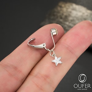 Fake Bauchnabelpiercing Ring, Zierlicher Faux Nabel Schmuck, Gold Silber Stern Bauchnabel Ring, Minimalistischer Nicht-Piercing Körperschmuck, 1PC
