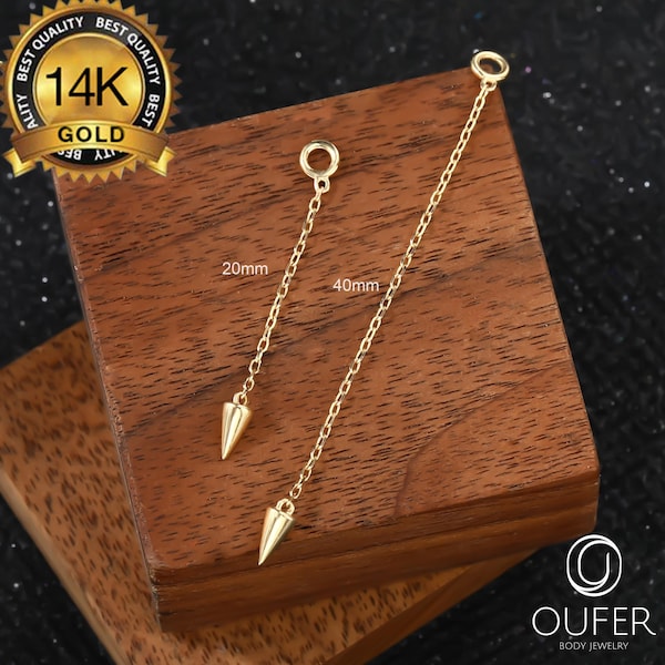 14K Solid Gold Dangle Chain Charm Only/Earring Charms/Add On Charm/Huggies Charm/Mini Charm Hoop