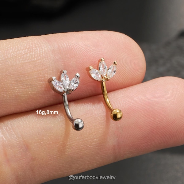 16G Lotus Krone CZ Curved Barbell/Turm Ohrring/Augenbrauen Ring/Turm Barbell/Vertikal Labret Schmuck/Turm Piercing/Augenbrauen Schmuck/Knorpel Bar