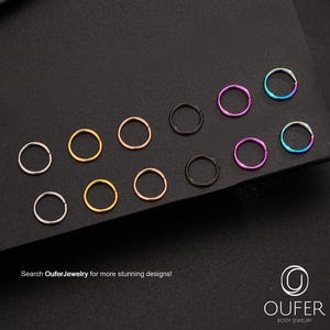 Set of 12pcs, 20G Seamless Hoop Earrings – Gold, Silver, Black, Rainbow | Nose, Cartilage, Helix, Tragus, Conch Piercings, Minimalist Hoops