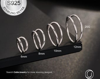 Aro nasal doble de plata de ley 925 (20 g, 6/8/10/12 mm) / Aro nasal minimalista, aro de caracola, pendiente de hélice
