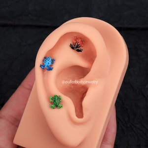 16G Tiny Frog Cartilage à filetage interne Stud/Daith Studs/Tragus Stud/Conch Stud/Helix Stud/Labret Stud/Dainty Boucles d'oreilles/Cadeau pour elle