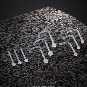 9 PCS 20G Acrylic Nose Retainer/Clear nose stud/Nose piercing retainer/Flexible nose stud/invisible nose stud/Hypoallergenic SiliconeBioflex