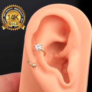 14K Solid Gold Heart Spiral Helix Earring/16G Twisted Cartilage Earring/S-Shape Conch Earring/Spiral Hoop Earrings/Open Hoop Earrings/Gifts