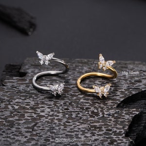 Boucles d'oreilles hélice argent ruban spirale 16G/boucles d'oreilles cartilage/boucle d'oreille conque/anneau lèvre/nombril/boucle d'oreille cartilage/sourcil/hélice