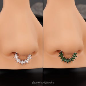 16G helder/groen CZ septumring, scharnierende ringklikker, daith-oorbellen, 1PCS