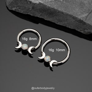 16G Moon Phase Septum Ring/Silver Gold Hinged Segment Clicker/Daith Hoop/Cartilage Hoop/Helix Hoop/Conch/Tragus Hoop/Septum Jewelry/Gifts