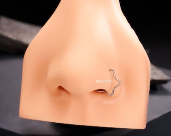 2 piezas de aro nasal de titanio con implante de estrella sin costuras de 20 g y 18 g, aro fino para la nariz, piercing para la nariz, joya para la nariz, pendiente de estrella, aro para el cartílago, regalo