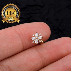 14K Solid Gold Blume Knorpel Piercing/Helix Ohrstecker/Turm Ohrstecker/Tragus Ohrstecker/Lobe Ohrstecker/Tiny Ohrstecker/Conch Ohrstecker/Schraube zurück Ohrring/Geschenk für sie