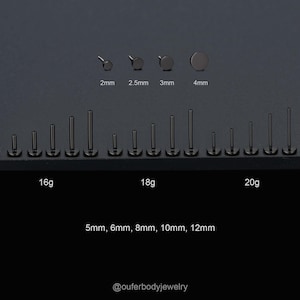 16/18 / 20G Titan Schwarz kleine flache Scheibe fadenlose Push Pin Labret Bolzen/winzige Punkt Knorpelohrring/Tragus/Helix/Muschelohrstecker/flacher Rücken/Geschenk