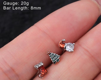 3pcs 20G Christmas L Shape Silver Nose Studs/Nose Ring/Nose Jewelry/Nose Piercing/Small Nose Studs/Straight Stud/Tiny Nose Stud/Gift For Her