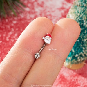 16G Weihnachtsmann Kopf Augenbrauen Ring/Turm Barbell/Augenbrauen Piercing/Vertikal Labret/Curved Barbell/Turm Ohrring/Turm Piercing/Knorpel Piercing