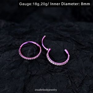 18G / 20G Micro Pave CZ Lila Zierlich Conch,Tragus,Daith,Turm Ring/Nasenring/Septum Ring/Knorpel Hoop/Ohrring/Geschenk für sie/Minimalist