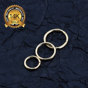 14K Solid Gold Hinged Clicker Hoop Huggie hoop/Cartilage earring/Conch Hoop/Helix hoop/Nose hoop/Daith Rook Tragus Hoop earring 20g 18g 16g