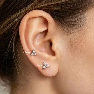 Titanium Threadless Pearl Stud Earring: 16g/18g Cartilage, Tragus, Nose Piercing