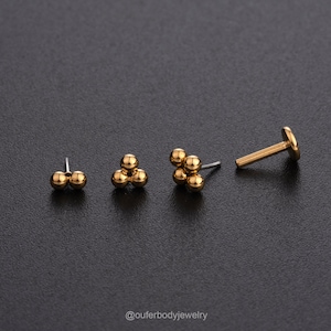 16G 18G 20G THREADLESS Perlen Cluster Piercing/Doppel/Trinity/Vier Perle Knorpel Bolzen/Push Pin Labret/Nase/Helix/Tragus/Conch flache Rückseite Bolzen