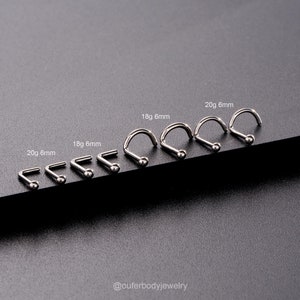 2PCS 18G / 20Gチタンセミボールエンドノーズスタッド/L字型ノーズリング/ノーズスクリュー/タイニーノーズスタッド/ノーズボーン/S字型ノーズピアス/ノーズホールジュエリー