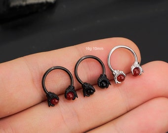 16G Dragon Claws Black Cartilage Earring/Horseshoe Septum Ring/Tragus Hoop/Daith Earring/Septum Piercing/Conch/Helix Earrings/Gift For Her