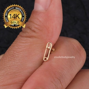 14K Solid Gold Tiny Threadless Push Pin Labret Stud/Pin Stud earring/Threadless end/Nose/Tragus/Cartilage/Conch/Helix Stud/Flat Back Earring