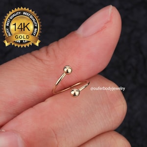 14K 18G Twisted Spiral Helix Earring/Cartilage Earring/Conch Earring/Spiral Earring ball ends/Twist Earring/Adjustable Earrings/Gift for her