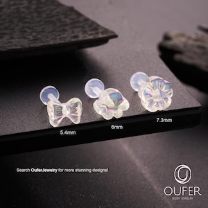 3Pcs 16G-8mm Acrylic Cute Flatback Cartilage Stud/Butterfly/Flower/Paw Helix/Conch/Lobe Earring/Tragus Jewelry/Conch Earring/Acrylic Jewelry