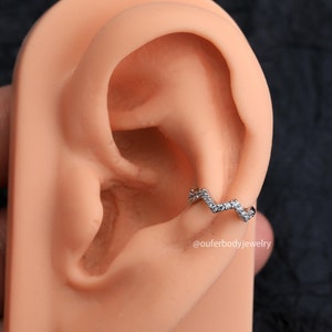 16G Clear CZ Helix Hoop/Cartilage Earrings/Rook Hoop/Tragus Jewelry/316L Stainless Steel/2nd Lobe Earrings/Helix Earrings/Minimalist Earring