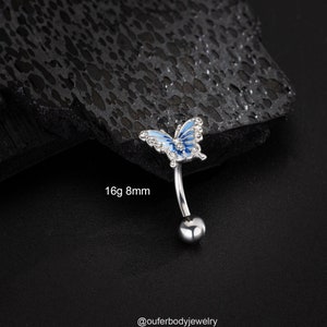 16G Butterfly Eyebrow Ring/Rook Barbell/Curved Barbell/Rook Earring/Rook Piercing/Eyebrow Piercing/Cartilage Piercing Jewelry/Gift For Her