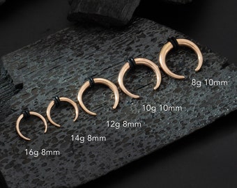 Rose Gold Cresent Horseshoe Pincher Septum Ring 16G,14G,12G,10G,8G/Steel Ear Weights/Plugs Stretchers Gauged Septum Hoops/Buffalo Ear Tapers
