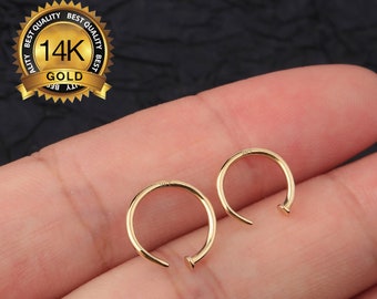 14K Solid Gold Nose Hoop/Small Thin Nose Ring/Silver Nose Ring Hoop/18g 20 Gauge Tiny Nose Rings/Snug Fit/Nose Piercing Jewelry Adjustable
