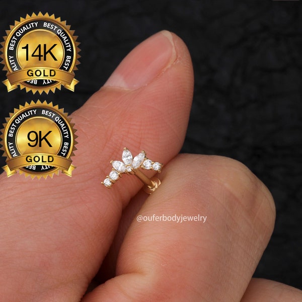 Intern 14K & 9K Solid Gold Labret Knorpel Ohrstecker/Knorpelohrring/Inner Conch Bolzen/Helix Tragus Ohrstecker/flachen Rücken Ohrringe