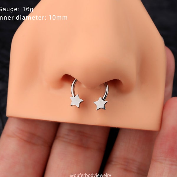 16G Titanium Stardust Septum Ring/Cartilage Hoop/Helix Hoop/Daith Hoop/Tragus Hoop/Cartilage Earring/Conch Hoop/Horseshoe Ring/Gift for her
