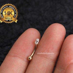 14K Solid Gold Oval Eyebrow Ring/16g Rook Barbell/Curved Barbell/Rook Earring/Rook Piercing/Eyebrow Piercing/Cartilage Piercing/Gift For Her