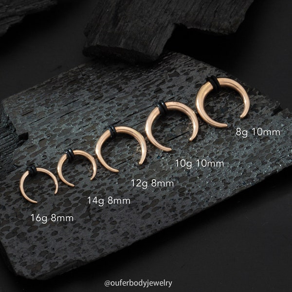 Rose Gold Cresent Horseshoe Pincher Septum Ring 16G,14G,12G,10G,8G/Steel Ear Weights/Plugs Stretchers Gauged Septum Hoops/Buffalo Ear Tapers