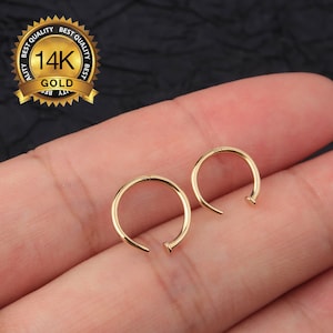 Cerchio per naso in oro massiccio 14K/Anello per naso piccolo e sottile/Cerchio per anello per naso in argento/18g 20 Gauge Piccoli anelli per naso/Aderenza perfetta/Gioielli per piercing al naso Regolabili immagine 1