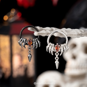 16G Spider Legs Hinged Segment Septum Ring/Dangle Spike Cool Septum Jewelry//Daith/Helix/Conch/Traugs/Cartilage Hoop Clicker/Spooky Jewelry