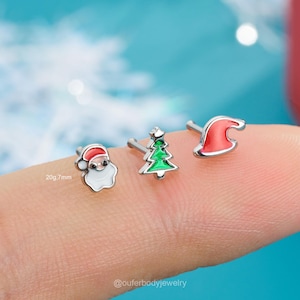 3pcs 20G Christmas L Shape Silver Nose Studs/Nose Bone/Nose Ring/Nose Jewelry/Nose Piercing/Straight Studs/Tiny Nose Stud/Labret Stud/Gifts