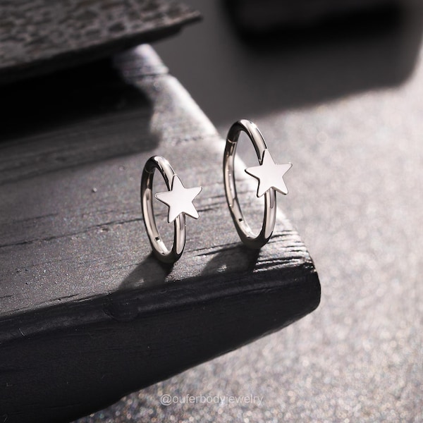 16G/18G/20G Star Nose Ring/Nose Hoop/Helix Hoop Earring/Cartilage Earring/Conch/Tragus/Rook Piercing Hoop/Minimalist Star Nose Jewelry/Gifts