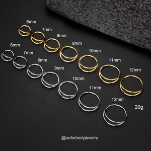 20G Double Hoop Nose Ring Silver Gold/Cartilage Hoop/Conch Earring/Daith Ring/Tragus Jewelry/Helix Hoop/Hoop Earring/Earlobe Earrings/Gifts