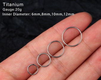 20G Titanium Hinged Clicker/Nose Ring/Nose Piercing/Cartilage Earring/Helix/Daith/Tragus/Conch Hoop/Lobe/Minimalist Earrings/5,6,7,8,9,10,12