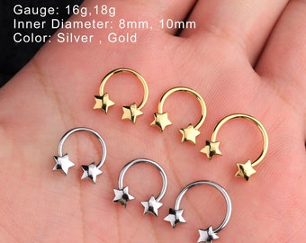 16G 18G Stardust Septum Ring/Cartilage Hoop/Helix Hoop/Daith Hoop/Tragus Hoop/Cartilage Earring/Conch Hoop/Gift for Her/Minimalist Earrings