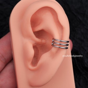 16G Silver Triple Septum Hoop Ring/Hinged Hoop Earring/Cartilage Earring/Tragus Hoop/Daith Ring/Helix Hoop/Conch Hoop/Lobe Earrings/Gift