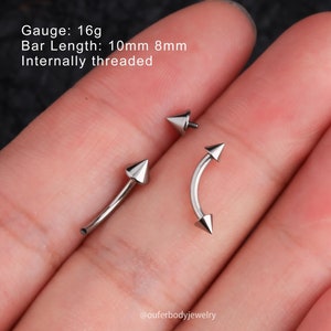 2 pezzi 16G 18G titanio filettato internamente a punta sopracciglio Rook Rings/Rook Barbells/Curve Barbell/Piercing al sopracciglio/Piercing alla cartilagine/Regali