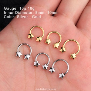 16G 18G Stardust Septum Ring/Cartilage Hoop/Helix Hoop/Daith Hoop/Tragus Hoop/Cartilage Earring/Conch Hoop/Gift for Her/Minimalist Earrings